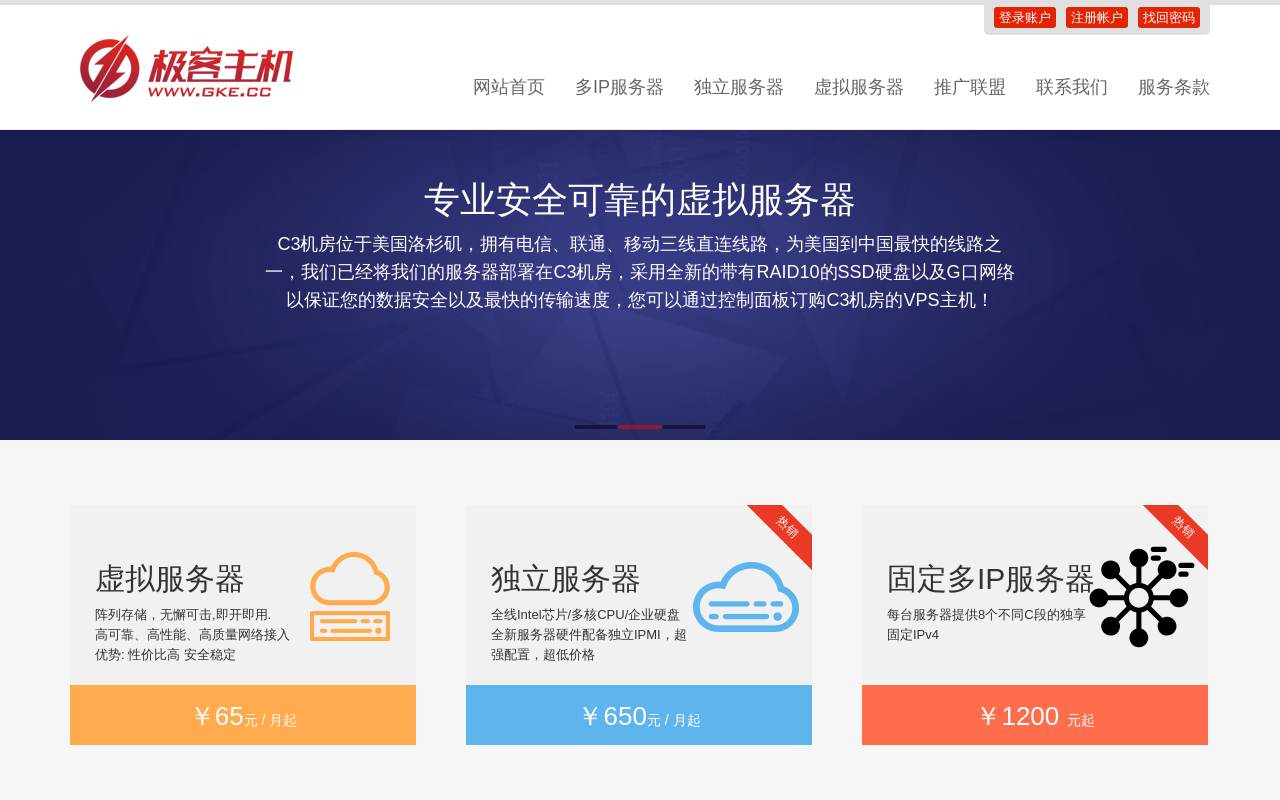 极客主机 官网截图